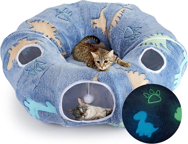 Maxetodo Foldable Cat Tunnel with Washable Bed