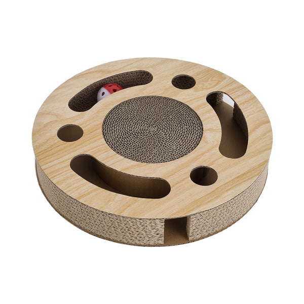 cat scratching board with ball